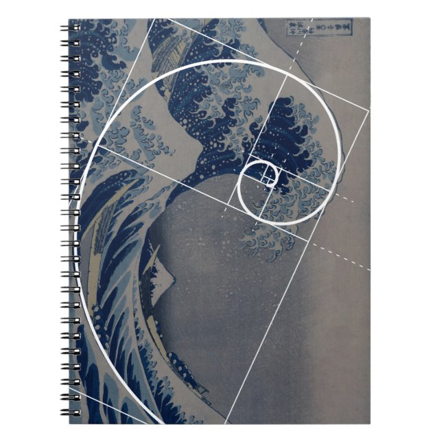 Hokusai trifft Fibonacci, goldenes Verhältnis Notizblock (Vorderseite)