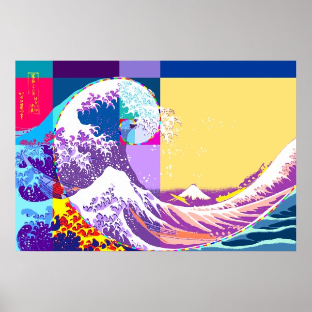 Hokusai trifft Fibonacci, Pop Art Style Poster (Vorne)