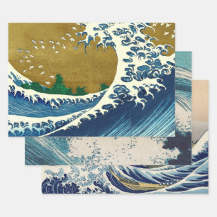 Hokusai-Welle-Muster: Japanische Ukiyo-e-Kunst Geschenkpapier Set