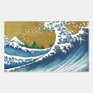 Hokusai-Welle-Muster: Japanische Ukiyo-e-Kunst Rechteckiger Aufkleber