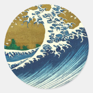 Hokusai-Welle-Muster: Japanische Ukiyo-e-Kunst Runder Aufkleber