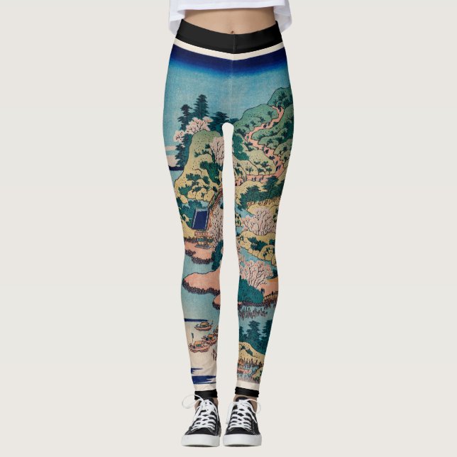 HOKUSAI WOODBLOCK IMPRIMER Leggings IMPRIMÉS (Devant)