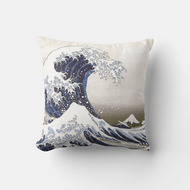 Hokusais große Welle Kissen (Vorderseite)
