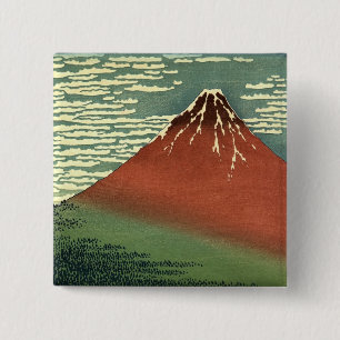 Hokusais Ukiyo-e South Wind Clear Sky oder Red Fuj Button