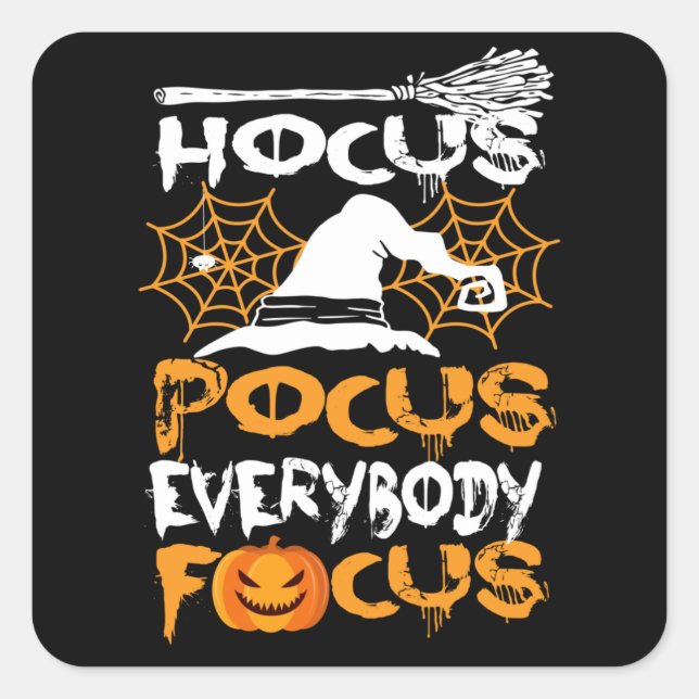 Hokuspokus alle fokussieren - Halloween Quadratischer Aufkleber (Vorderseite)