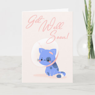 Hol bald Blue Cartoon Cat Gruß Karte