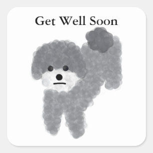 Hol bald graue Poodle #2-Stickers Quadratischer Aufkleber