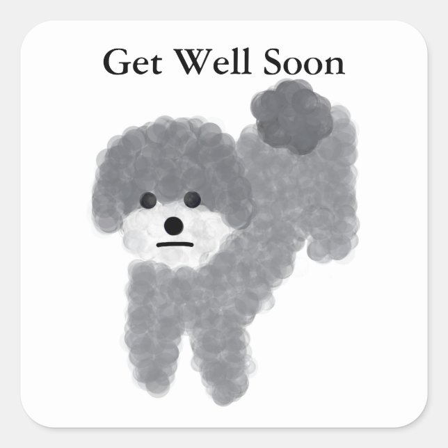 Hol bald graue Poodle #2-Stickers Quadratischer Aufkleber (Vorderseite)