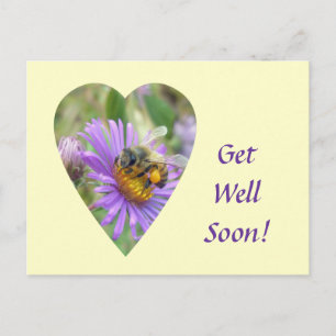 Hol dir bald die Honigbiene auf Herbst Asters Herz Postkarte