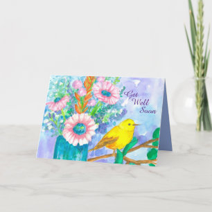 Hol dir bald Yellow Bird Blume Bouquet Karte
