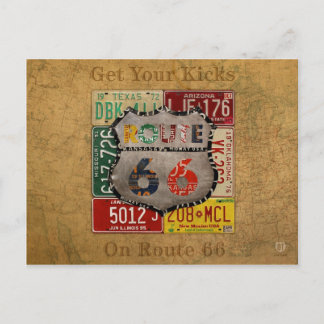 Hol dir deine Kicks auf der Route 66 Nummernschild Postkarte