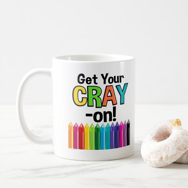 Hol dir deinen Cray On Rainbow Crazy Crayon Art Te Kaffeetasse (Mit Donut)