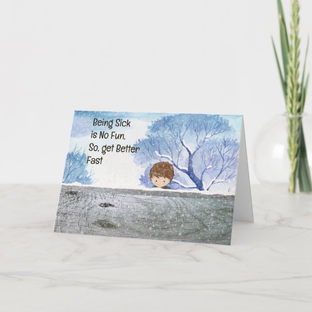 Hol dir eine Kinderkarte. Snow & Boy Karte (Vorderseite)