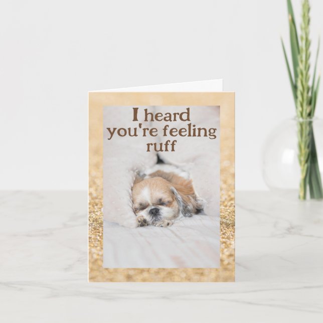 Hol dir niedliche Hundshihtzu, die goldene Glitzer Karte (Vorderseite)