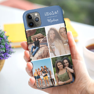 ¡Hola! 4 Foto Collage Blue Personalisiert Case-Mate iPhone Hülle