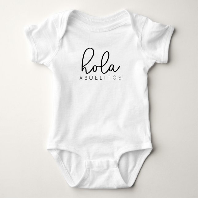 Hola Abuelitos Spanish Pregnancy Baby Ankündigung Baby Strampler (Vorderseite)