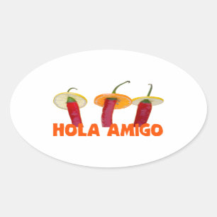 Hola Amigo Ovaler Aufkleber