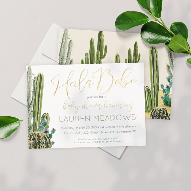 Hola Baby Boho Cactus Baby shower Invitation (Créateur téléchargé)