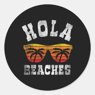 Hola Beaches Funny Beach Urlaub Ein Niedlicher Som Runder Aufkleber