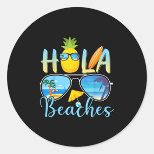 Hola Beaches Funny Beach Urlaub Sommer Runder Aufkleber