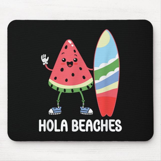 Hola Beaches Niedlich Kawaii Watermelon Surfboard  Mousepad (Vorne)