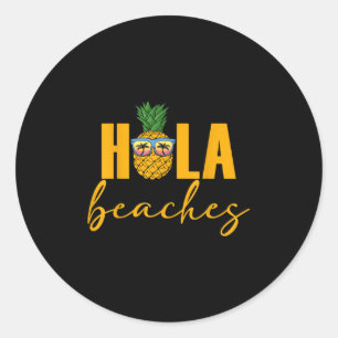 Hola Beaches Womens Summer Pineapse Hawaiian Vaca Runder Aufkleber