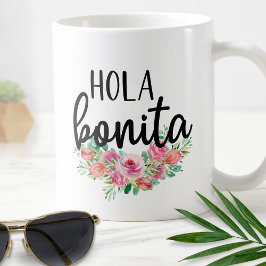 Hola Bonita Spanische Rose Typografie Chic Moderne Kaffeetasse
