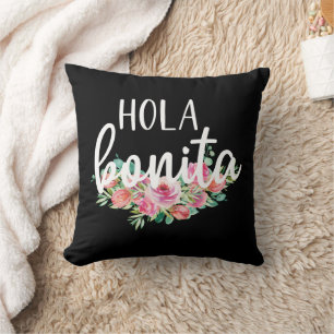 Hola Bonita Spanische Rose Typografie Chic Moderne Kissen