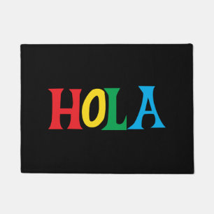Hola im bunten typografischen Entwurf Fußmatte