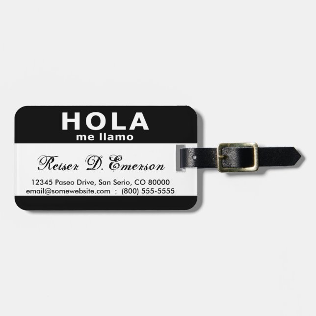 Hola me llamo (Neger) Gepäckanhänger (Vorderseite horizontal)