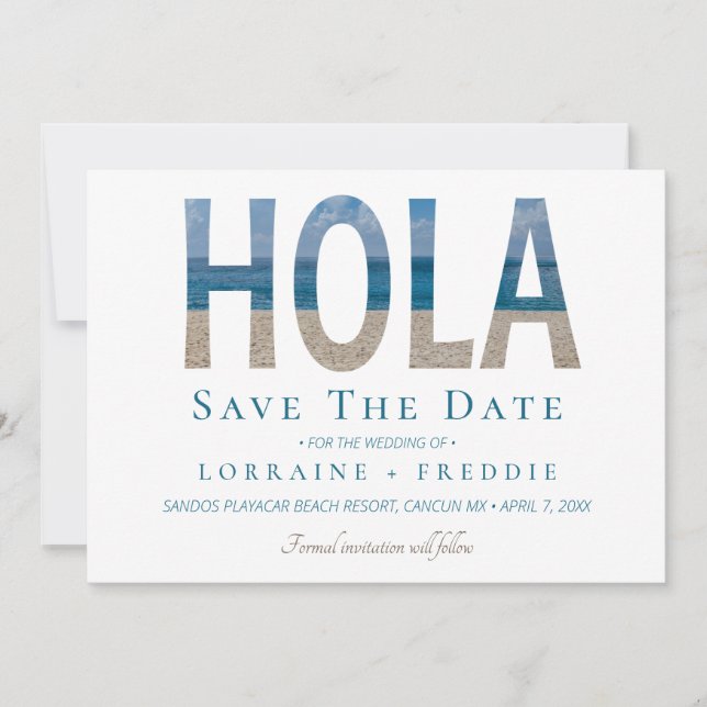 Hola Mexican Beach Wedding Save the Date (Vorderseite)