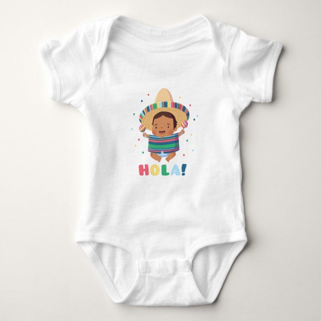 Hola niedliche mexikanische Baby-Jungen-Fiesta Baby Strampler (Vorderseite)