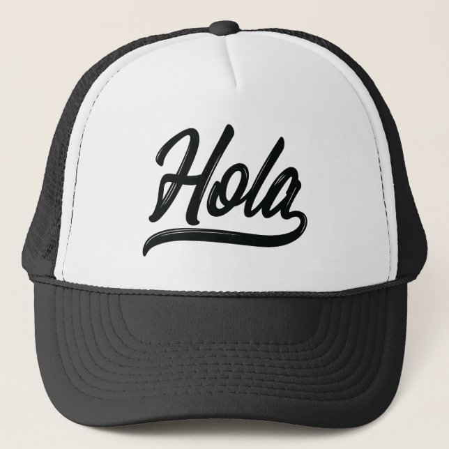 Hola Script (Black) Truckerkappe (Vorderseite)