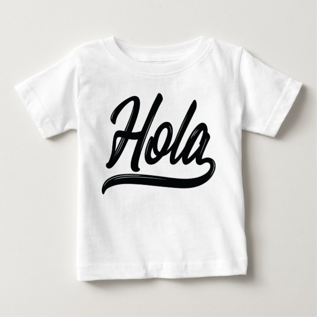 Hola Script (schwarz) Baby T-shirt (Vorderseite)