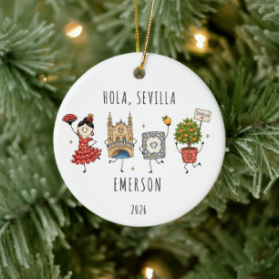 Hola Sevilla Personalisiertes Reise-Andenken Keramik Ornament