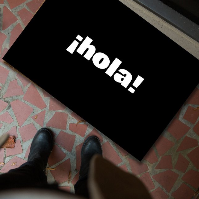 HOLA Spanisch Moderne Minimalistische Typografie Fußmatte (¡hola! A modern minimalist Spanish Latino hello to welcome your guests!)