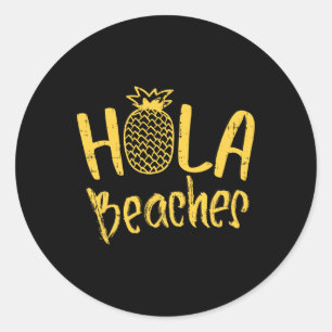 Hola Strände Ananas Funny Holiday Sommer Vacati Runder Aufkleber