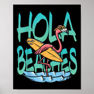 Hola Strände Flaming Surfer im Meer Wav Poster