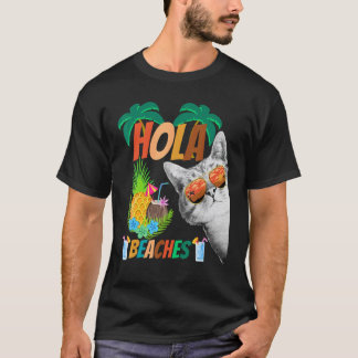 Hola Strände Katze trägt Brille für Männer & Fraue T-Shirt