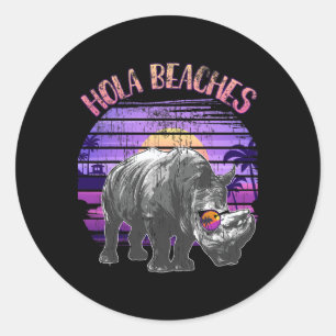 Hola Strände Rhino Lover Vacay Mode Sommerferien Runder Aufkleber