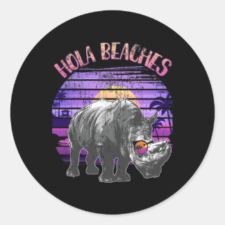 Hola Strände Rhino Lover Vacay Mode Sommerferien Runder Aufkleber