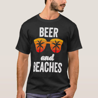 Hola Strände Vintag Holiday Beer Beach und Palm T-Shirt