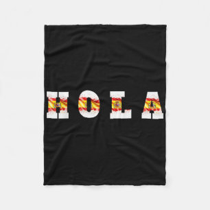 Hola Text mit spanischer Flagge, Spanischer Gruß Fleecedecke