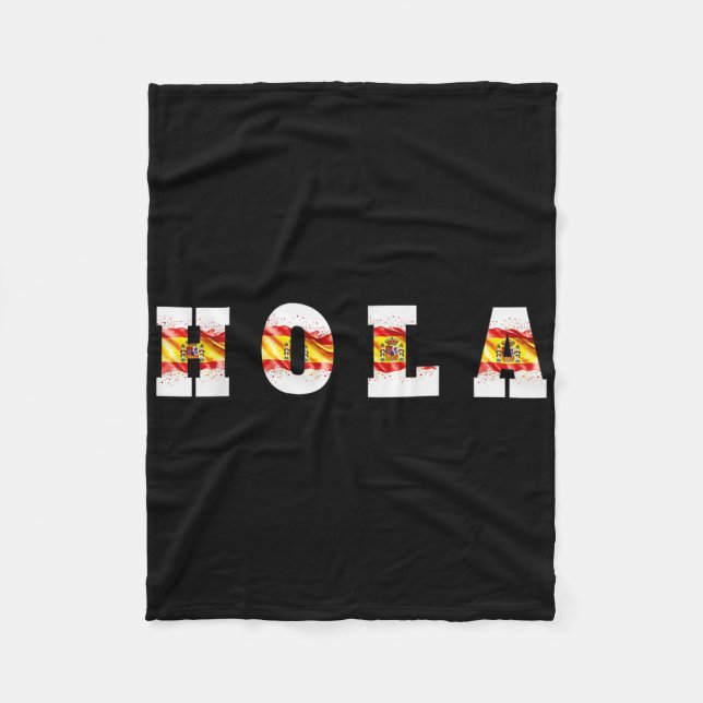 Hola Text mit spanischer Flagge, Spanischer Gruß Fleecedecke (Vorderseite)