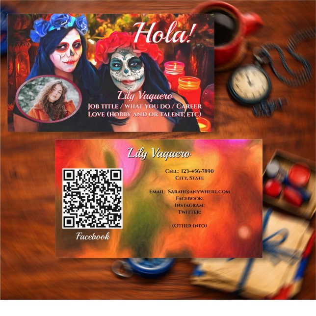 Hola Vallarta Catrinas 1718 QR Code Calling Card Visitenkarte (Von Creator hochgeladen)