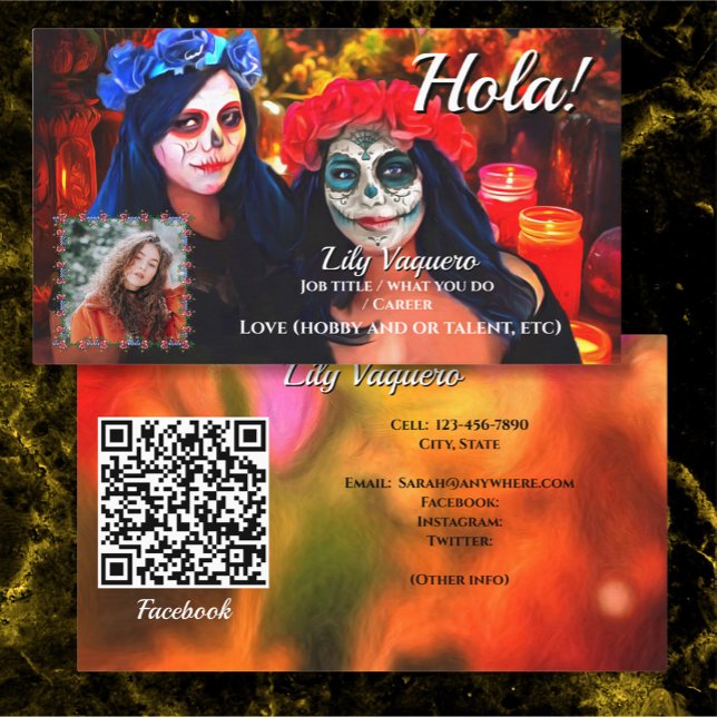 Hola Vallarta Catrinas 1718 Social QR Code Visitenkarte (Von Creator hochgeladen)