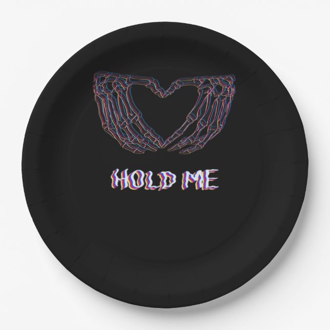 Hold Me Classic - Skeletton Handherz Pappteller (Vorderseite)