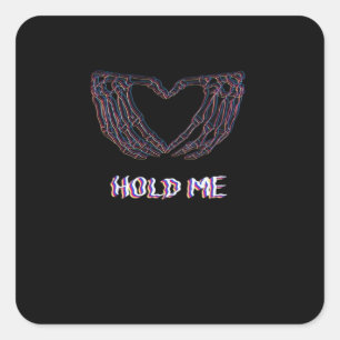 Hold Me Classic - Skeletton Handherz Quadratischer Aufkleber