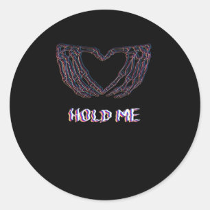 Hold Me Classic - Skeletton Handherz Runder Aufkleber
