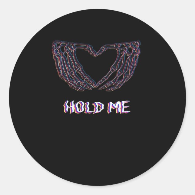 Hold Me Classic - Skeletton Handherz Runder Aufkleber (Vorderseite)